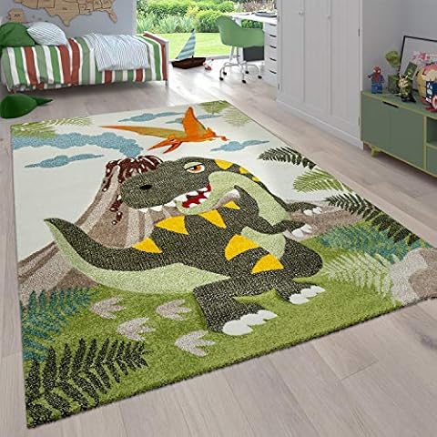 Alfombra Habitación Infantil para Niños Motivo De Animales Y Selva Pelo Corto, tamaño:140x200 cm, Color:Verde 4 Cover