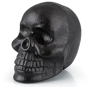 Skull Statue, Human Skull Sculpture Halloween Decor, Cast Iron Collectible Skull Figurine