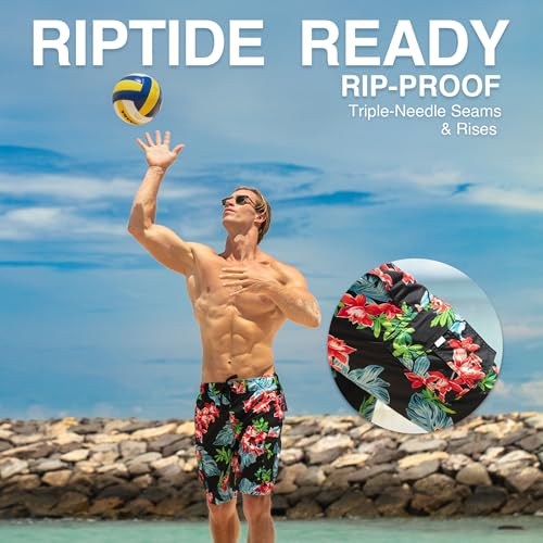 Image of Kanu Surf Men's Big Viper Extended Size Stripe Swim Trunk