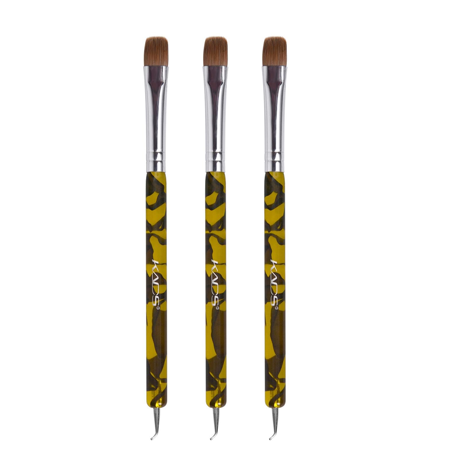 KADS3pcs/set Kolinsky Sable Brush 2 Way Acrylic Professional French Nail Dotting Pen Manicure Clean-up Brush