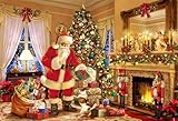 1000 Pieces Puzzle for Adults Christmas Puzzle - Santa Claus at Fireplace, Christmas Tree, Dog & Warm Christmas