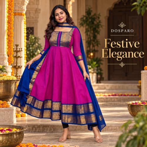 Image of Elegant Zari Jacquard Weaving Gown with Lace Border Dupatta - Traditional Indian Ethnic Wear for Weddings, Festivals, and Special Occasions