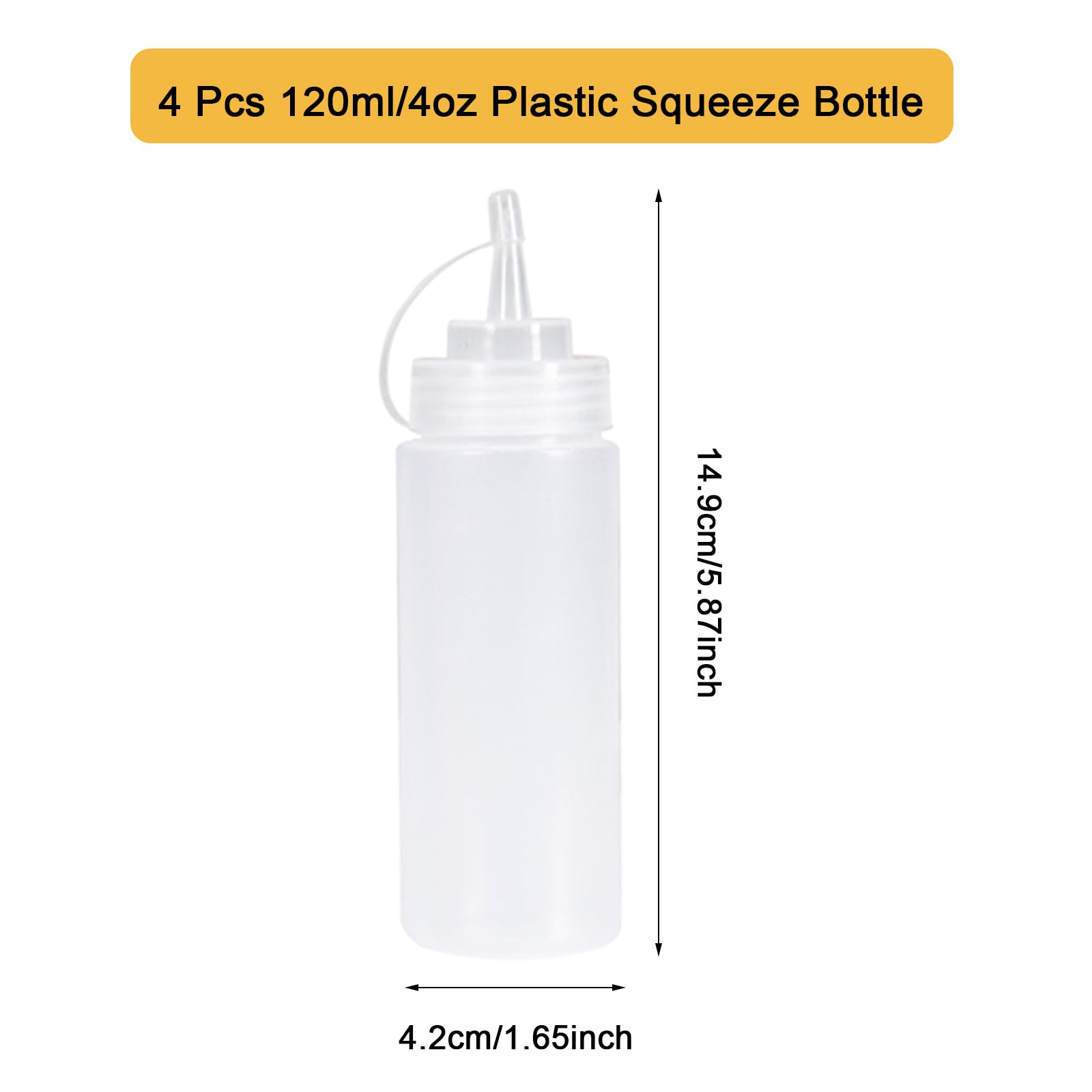 Squeeze Bottle, 4 Pcs 120ml 4oz Bote plastico para Salsas, Botella de Salsa con Tapa, Dispensador de Botellas - Ninguna Fuga, Sin BPA, para Condimentos, Salsa de Tomate, Mostaza, Mayonesa