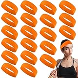 Hotop 20 Pcs Sport Headbands for Girls Women, Yoga Tennis Hair Bands Non Slip Stretchy Soft Wraps Hair Accessories for DIY Team Headbands Running Basketball Soccer Pilates Multi Sport(Orange)