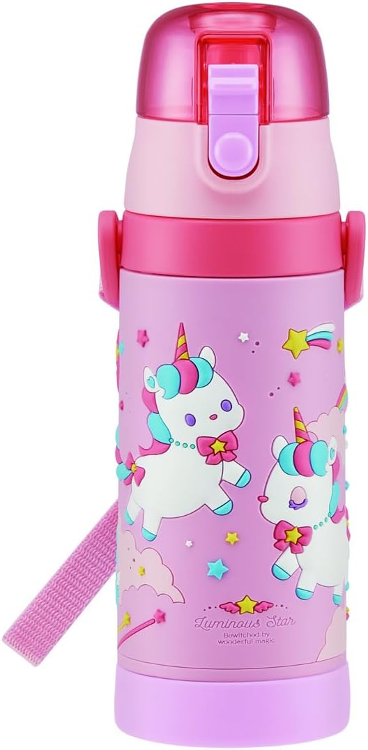 Skater SDPV5 Children's Direct Drinking Water Bottle, 3D, Stainless Steel, 16.9 fl oz (480 ml), Unicorn