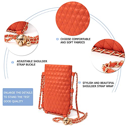 Image of myfriday Mini Quilted Crossbody Purse, Chain Strap Summer Shoulder Bag | Metal ball chain adjuster, snap closure and lightweight phone pouch add cute summer carry for holidays and shopping
