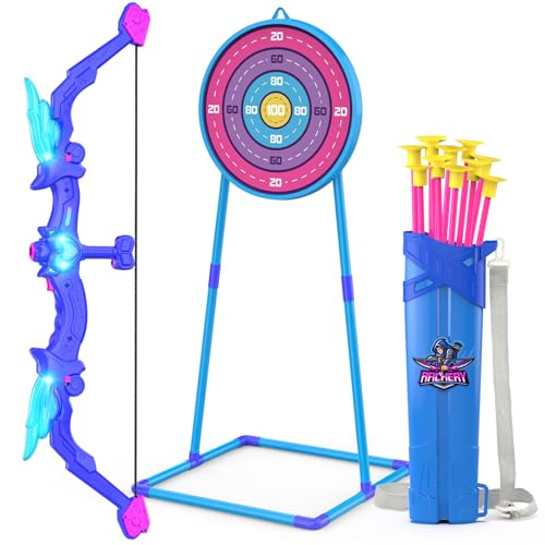 Image of Kids Bow and Arrow Toy, Angel Light Up Archery Set W / 10 Suction Cup Arrows, Targets & Quiver, Outdoor /Indoor Games for Kids Ages 4-7 8-12, Birthday Gifts for 4 5 6 7 8 9 10 11 12 Year Old Boys Girls