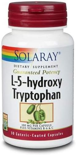 SOLARAY L-5-HTP con B6 y C, tapa vegetal (Btl-plástico) | 100mg 30ct