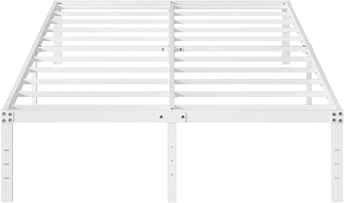 Miniatura 19 de Marco de cama de metal California King, plataforma de almacenamiento resistente de 14 pulgadas con soporte de listones de acero de 2500 libras,