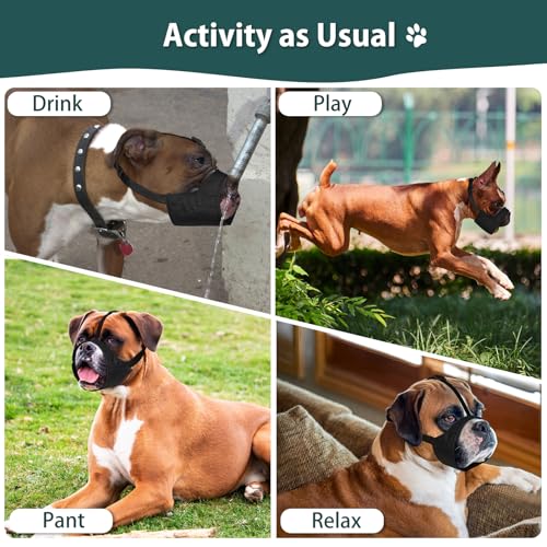 Mayerzon Pitbull Maulkorb, weicher Hundemaulkorb, Anti-Rutsch-Riemen, für American Bully, Bulldogge, Boxer, Rottweiler, Stoff-Maulschutz für mittelgroße und große Kurze Schnauze, gegen Beißen, Kauen