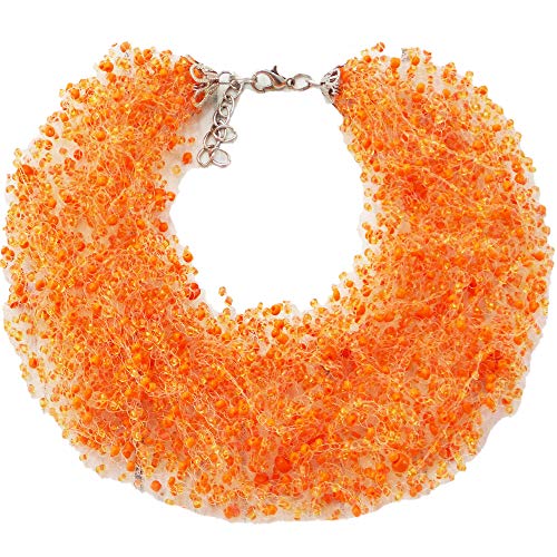 Handmade Orange multistrand beaded necklace glass Bright bridesmaids jewelry Special occasion