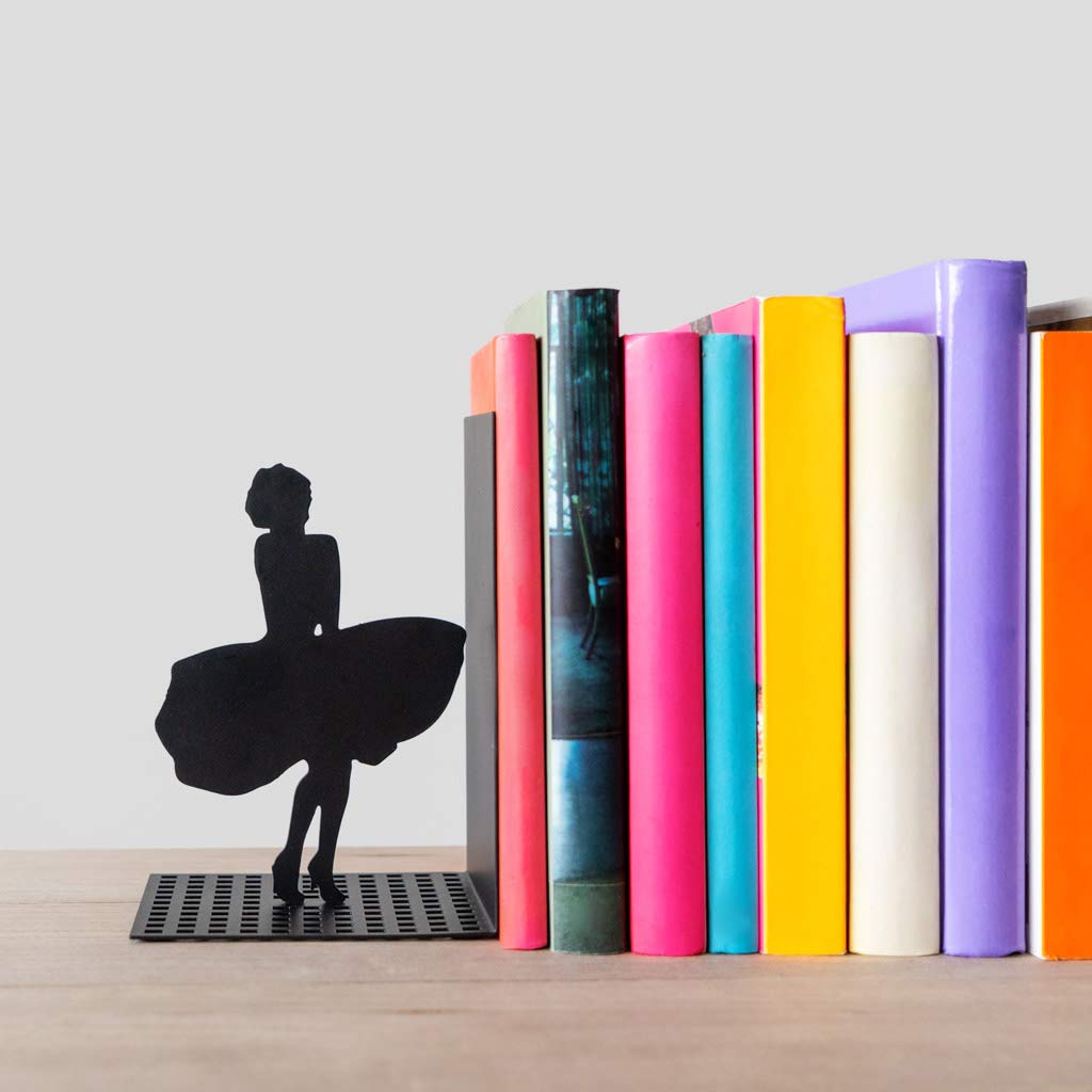 Fermalibri Decorativi Marilyn Balvi In Metallo Nero - Design Originale Per Libreria - Foto 7