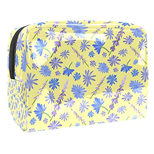 Trousse de maquillage zippée grand vanity de toilette femme imprimé fleurs multicolores 18.5cm