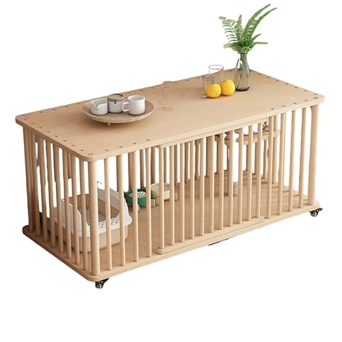 BRZU 2段式木製キャットケージ 大型ペットケージ キャスター付き 複数猫用 コンパクトで組み立て簡単 (112*56*108cm 木製カラー) (単層,112*56*57cm)