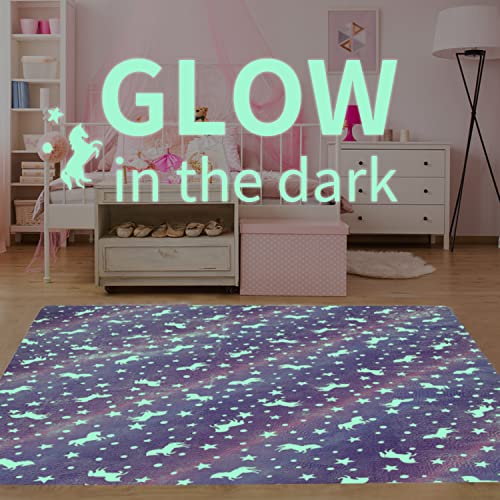 Tapete con diseño unicornio luminoso 5'x6' miniatura 2