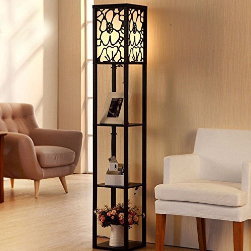 LUO Lámpara de pie Lámpara de pie Moderna Sala de Estar Dormitorio Escritorio Lámpara de pie de Piso de Madera (L26Cm W26Cm H160Cm),BBB