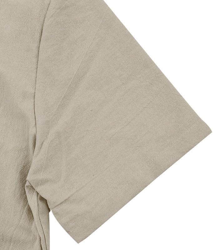 Men's Cotton-Linen Shirt - Short Sleeve Button Down Breathable Business Casual Shirt with Pocket for Vacations - Image 5
