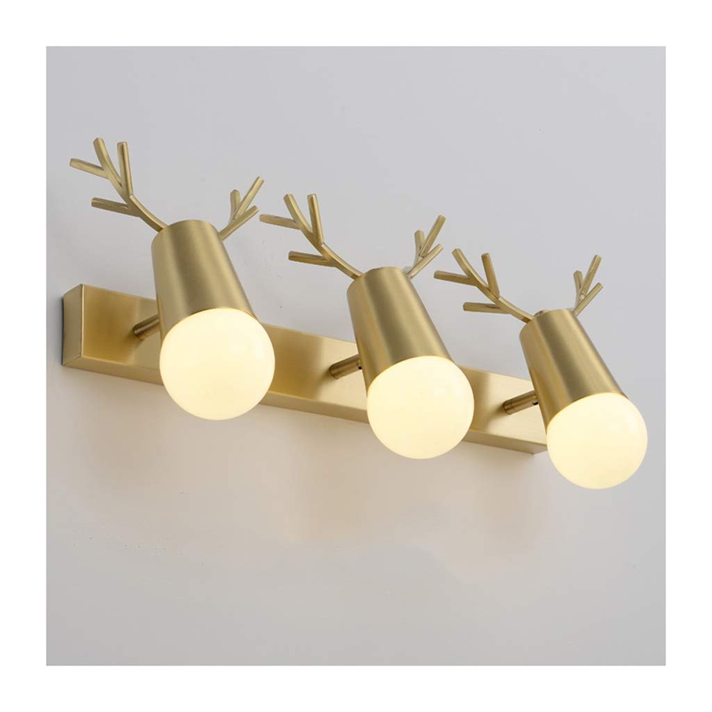 HXYSXHJUO Indoor Wall Lamp Antlers Copper Nordic Creative Bathroom Lighting Living Room Bedroom Bedside (B)