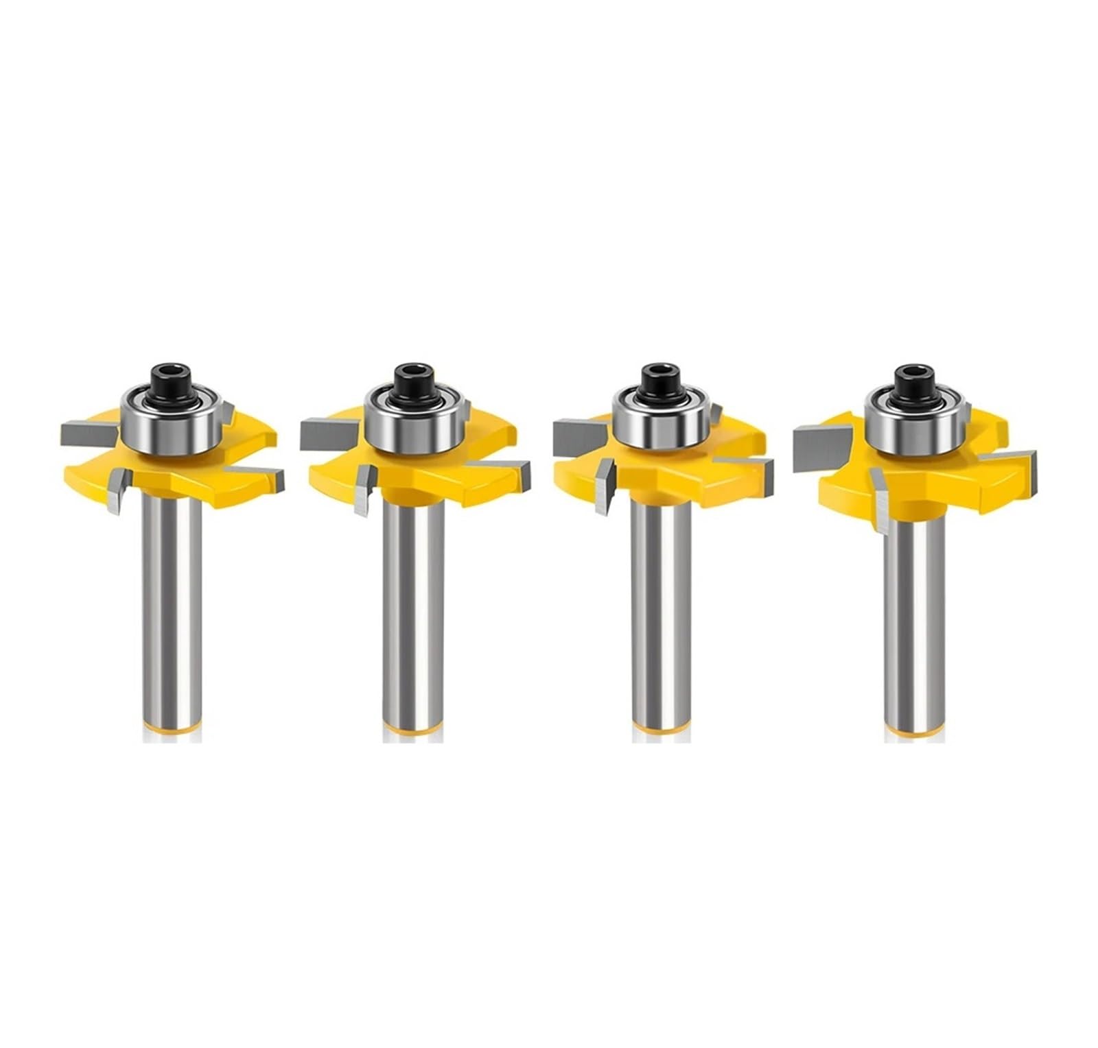 1/4 Uds., vástago de 8mm, rodamientos tipo T, Fresa madera, broca rabbeting grado Industrial, herramienta carpintería, brocas enrutador para(4PCS 8mm)