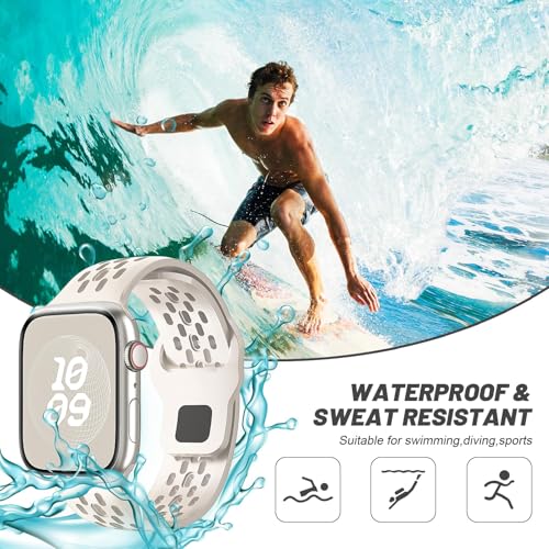 Image of VEMIGON Breathable Sport Band Compatible with Apple Watch 38mm 40mm 41mm 42mm 44mm 45mm 46mm 49mm, Soft Silicone Replacement Strap for iWatch Series 11 10 9 8 7 6 5 4 SE3 SE2 SE Ultra 3 2 1 (No Watch)