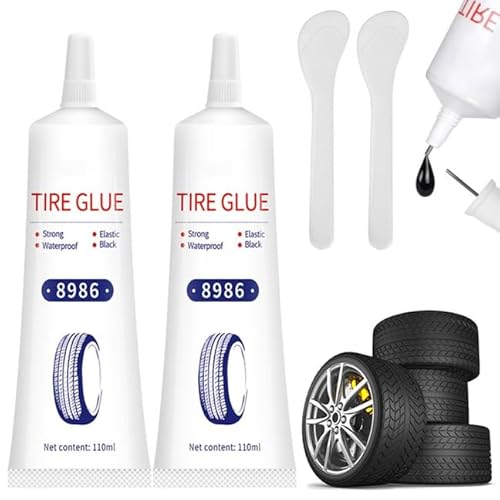 2 unidades de adhesivo de goma para neumáticos, adhesivo de reparación de neumáticos, kit de reparación de llantas, con espátula, sellador de neumáticos, repara rápidamente grietas de neumáticos, para