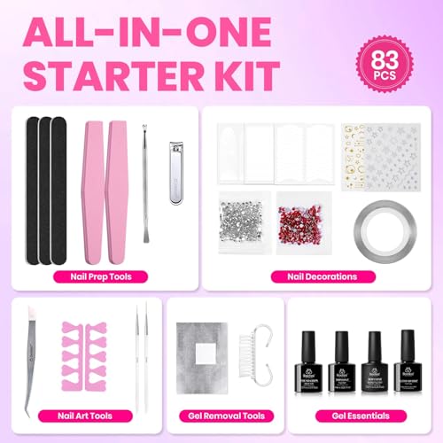 Image of Beetles Gel Nail Polish Kit with U V Light, 55 Colors Gel Polish 81 Pcs Nail Stuff Kit for All Seasons with Base and Matte&Glossy Top Coat Color Enchantment Plus Soak Off Gifts for Women