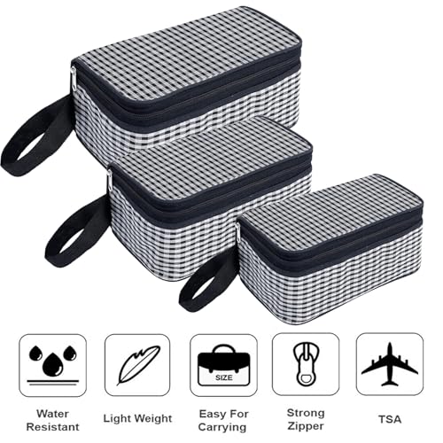 Image of Storite Set of 3 Travel Pouch Bags - Clear PVC Toiletry, Cosmetic & Storage Organizer Bags for Travel, Gym, Makeup & Daily Use Waterproof Zipper Bags (Grey & Black)