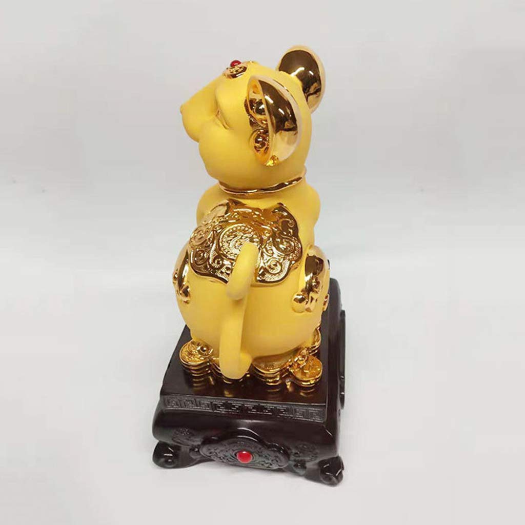 Feng Shui Ratte Statue Aus Kunstharz – Goldene Deko Für Zuhause Oder Büro