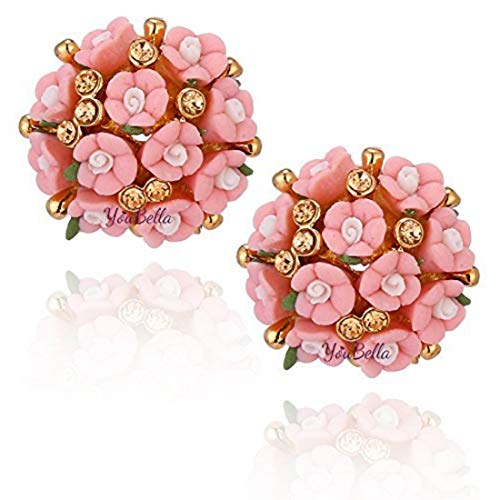 Image of YouBella Jewellery for Women Gold-plated Floral Stud Tops Earings Earrings for Women & Girls