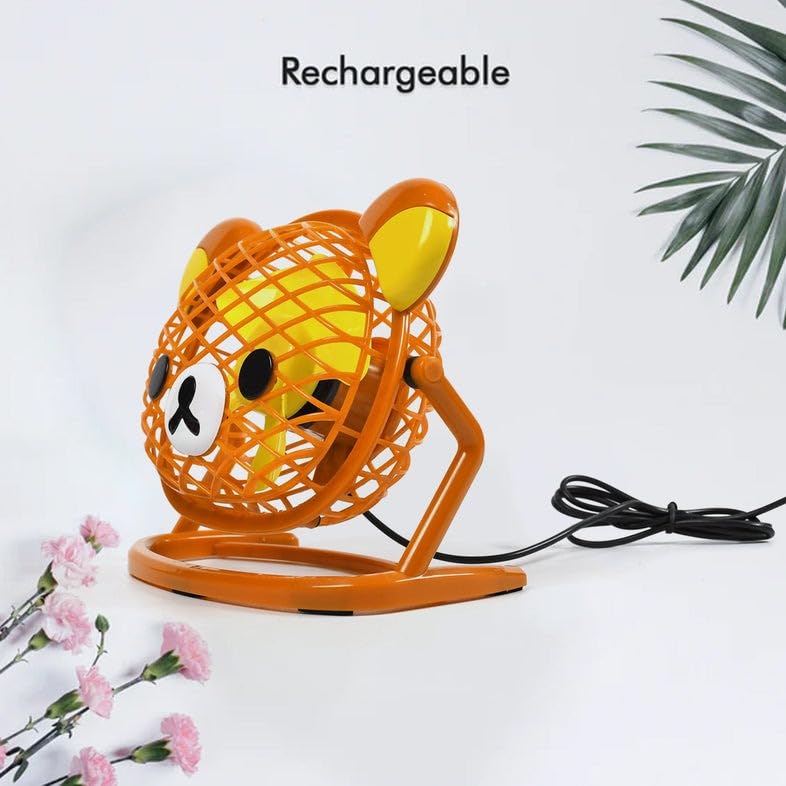 Image of ATEVON Cute Teddy Bear USB Fan - Portable Mini Desk Fan for Kids, Home, Office, Car & Study Table - Adjustable Silent Cooling Fan for Personal Use