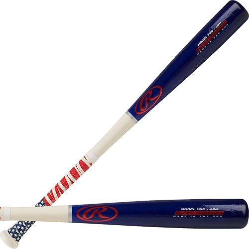 Miniatura 19 de Rawlings Bate de béisbol de madera juvenil Ceniza Varios tamaños y colores Negro Y242 Serie Adirondack