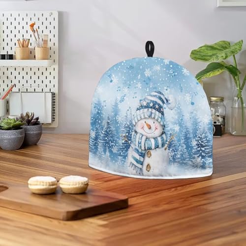 Image of Teapot Cover Tea Pots Cozy Insulated Tea Cozies Teapot Dust Cover Kettle Cover for Home Kitchen Dining Room Decor Christmas Blue Snowman