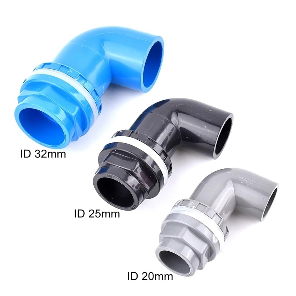 1 Stück 20–50 mm PVC-Aquarium-Ablaufgarnitur mit 90°-Winkelstück – for Überlauf- und Zulaufrohre in Aquarien und Wassersystemen(Black,40mm)