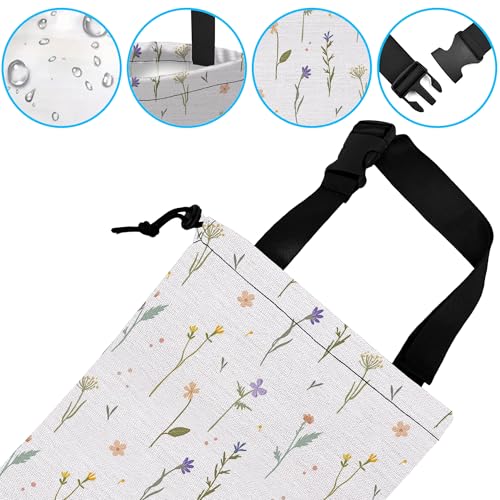 Image of Car Trash Bag Wildflowers Car Garbage Bag Hanging Car Trash Can for Back Seat with Drawstring