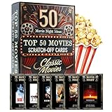 Top 50 Movie Night Scratch Off Cards, Unique Gift Ideas for Couples and Families, Boyfriend Gifts, Birthday Gifts for Him, Movie Night Supplies
