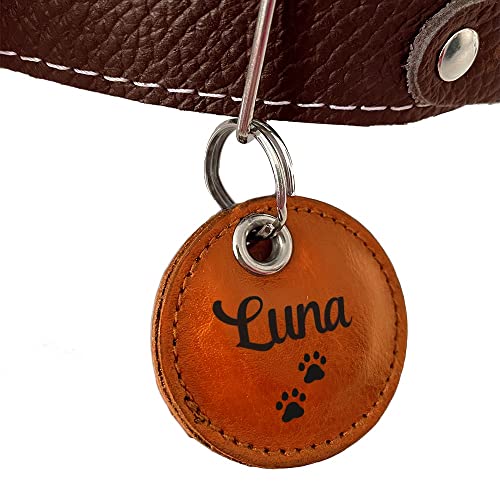 Petsen Hundemarke mit Gravur | Adressanhänger Hund mit Name und Telefonnummer | Hundeanhänger mit Gravur | Hundemarke Personalisiert | Dog Tag mit Gravur | Farbe: (Hellbraun) Cover