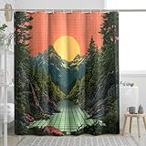 Trippy Mountain - Juego de cortinas de ducha de 157,5 cm de ancho x 183 cm de...
