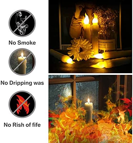 Teynewer LED Candle Light, 12PCS Battery Operated Flameless LED Taper Candles Light Window Candles for Wedding Birthday Churches Party Decorations, Warm Yellow, Dia 0.79 x 6.5 Inch