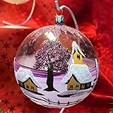 exklusiv & einzigartig Generisch Christbaumkugel L Glas Weihnachtskugel Glaskugel Handarbeit Lauscha Glasschmuck, transparent - brombeer