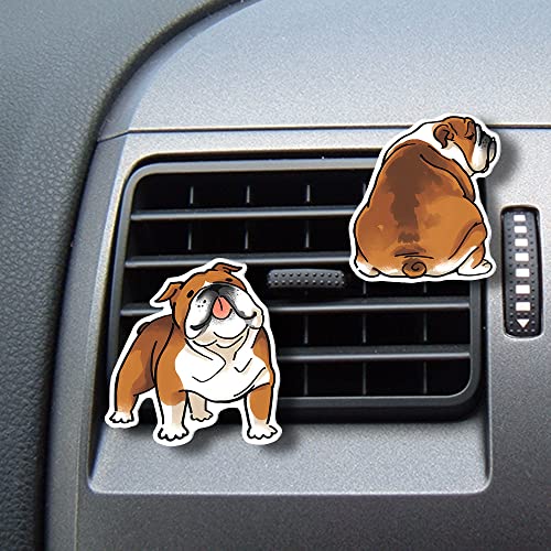 WIRESTER Set of 2 Fresh Scented Car Air Freshener Vent Clip, Decorative Accessories, Interior Decoration for Cars - Playful Posture English Bulldogs
