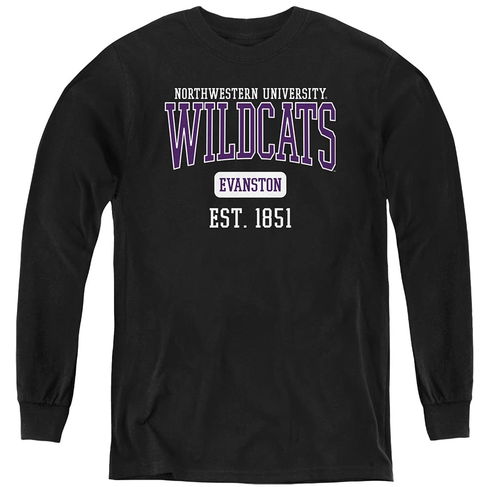 Northwestern University Official Est. Date Youth Long Sleeve T Shirt,Black, Small