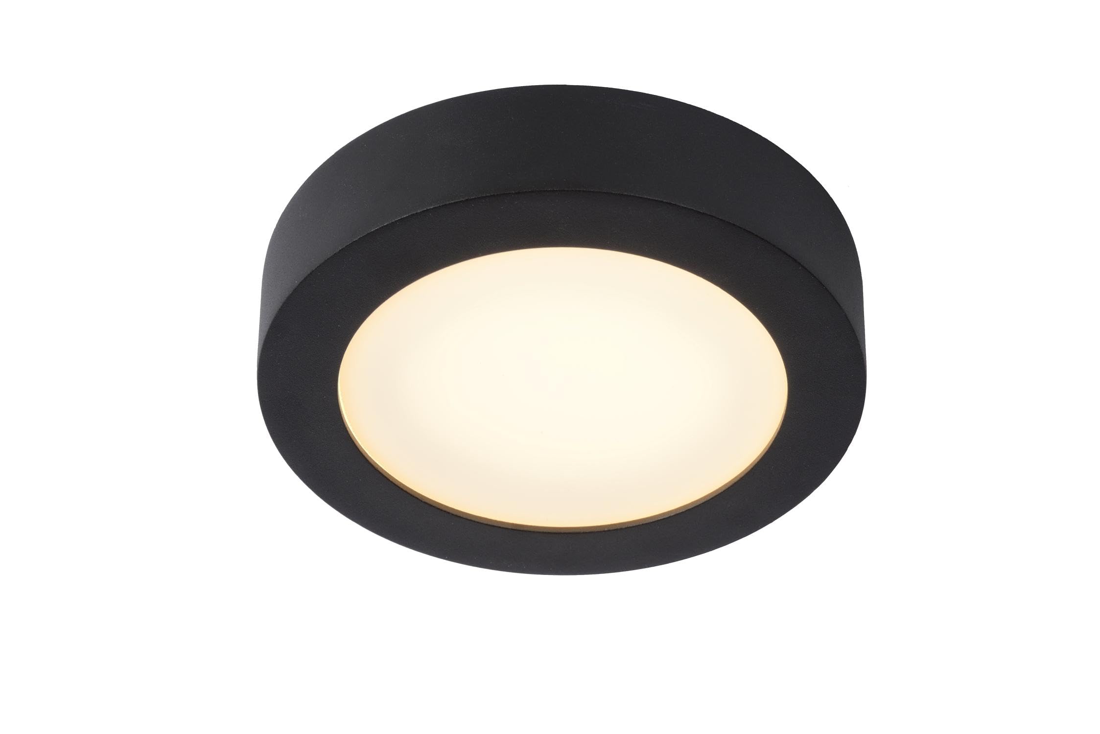 LUCIDE BRICE-LED - Lámpara de techo Baño - Ø 18 cm - LED Regul. - 1x12W 3000K - IP44 - Negro