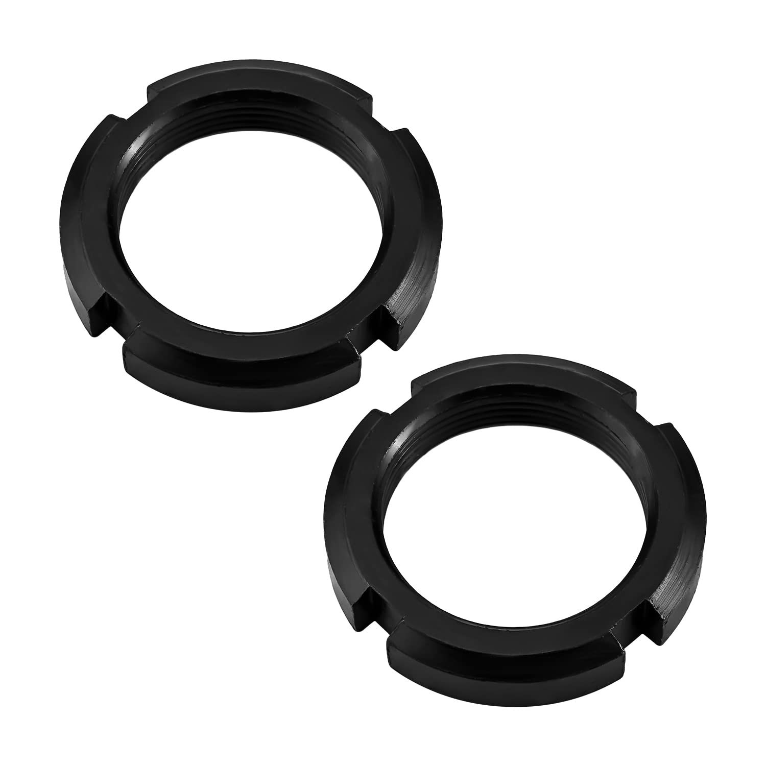 MroMax 2Pcs M35x1.5mm Retaining Four-Slot Slotted Round Nuts Black for Roller Bearing Axial Shaft Pump Valve