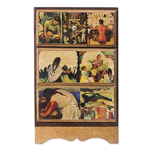 NOVICA Frida Decoupage Wood Jewelry Box with Drawers, Diego Rivera'S Mexico'