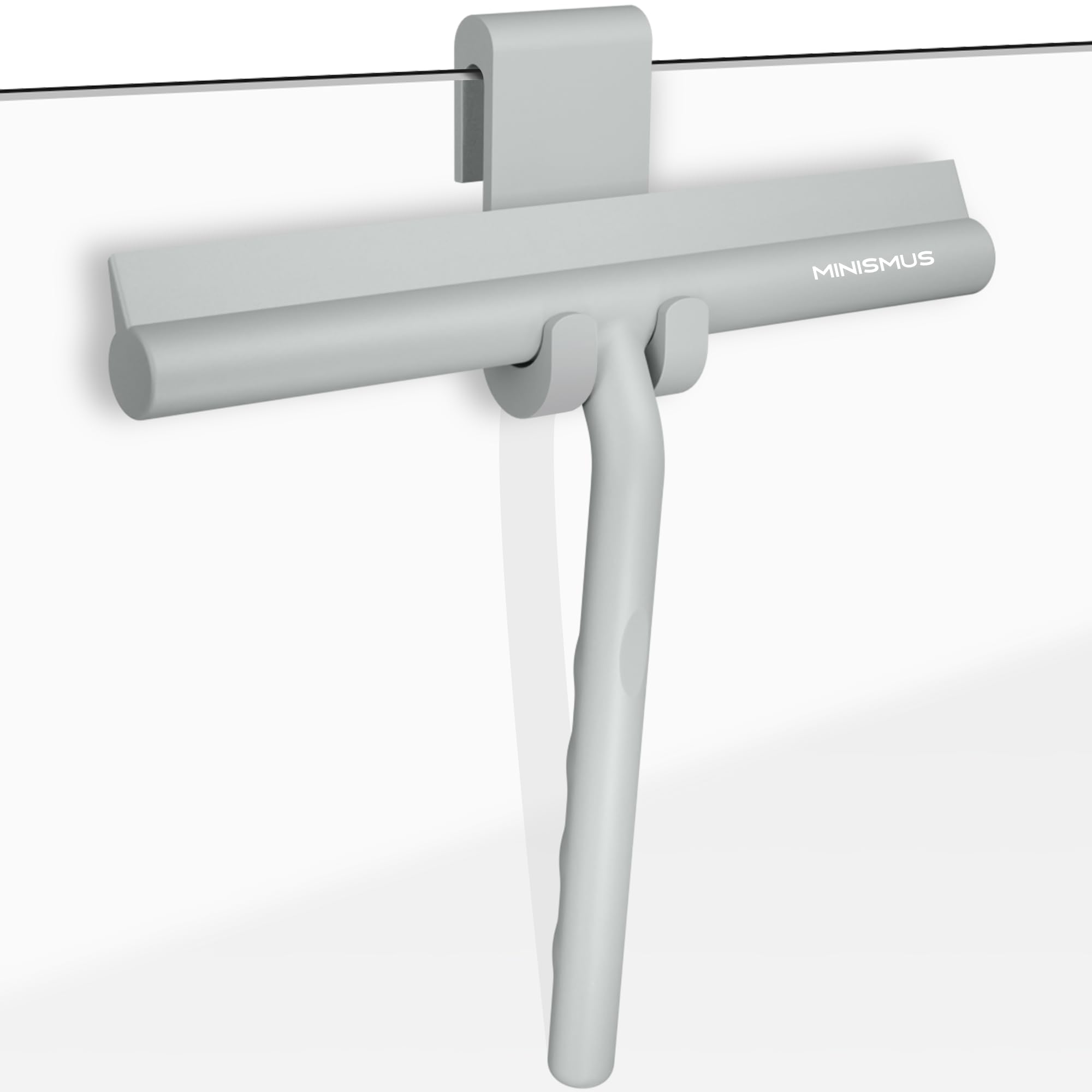 Minismus Shower Squeegee Including Hanging Hook Grey - Silicone Squeegee for Bathroom Cleaning - Rubber Window Wiper Glass Cleaner (Grey, 8.25'')