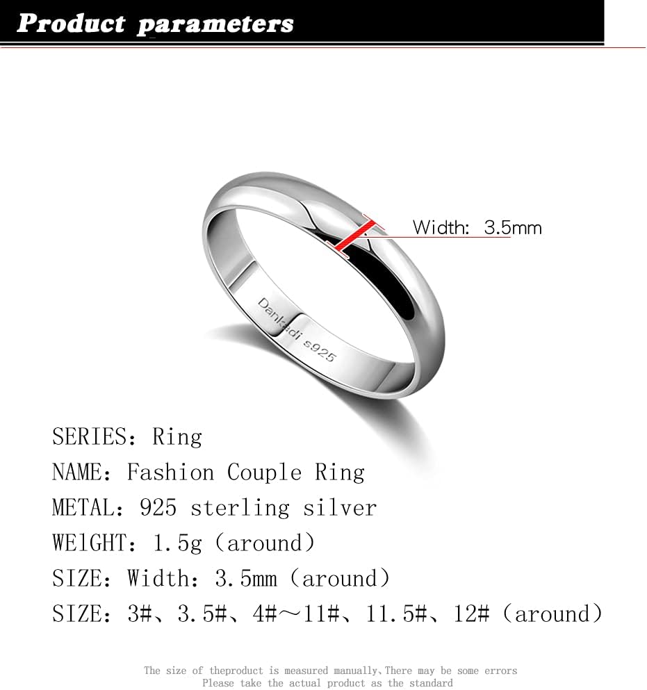 H&Beautimer Minimalist 925 Sterling Silver Ring High polishing Dome 3.5MM Ring For Women & Men -Fit Wedding Jewelry Gift Size 3-13 Suitable for Adult males and females - Image 3