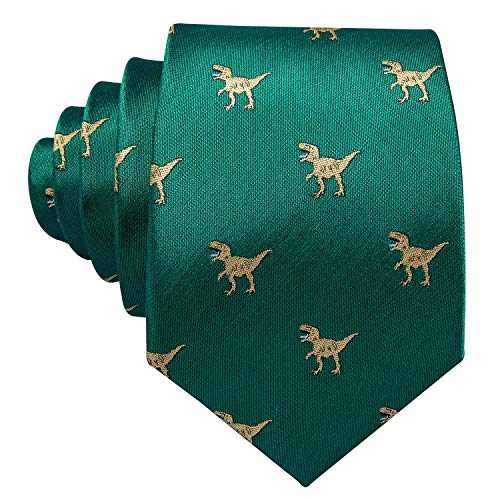Image of Barry.Wang Fun Animal Ties for Men Designer Handkerchief Cufflink WOVEN Casual Necktie Set Festival