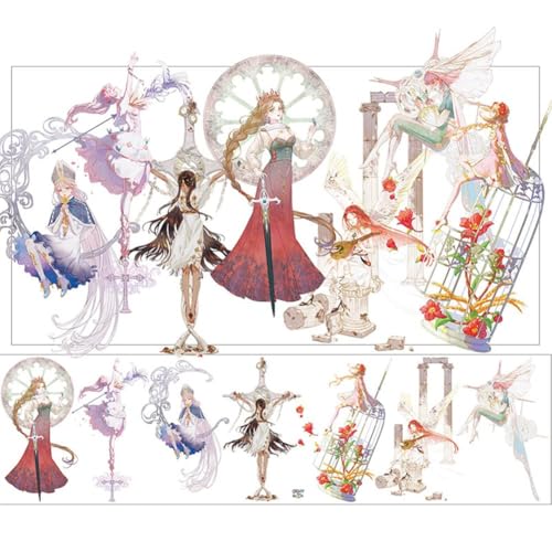 misakinoya マスキングテープ 特殊インク かわいい 少女 少年 マステ シール 極大 透明PET テープ 広幅 (女神様)