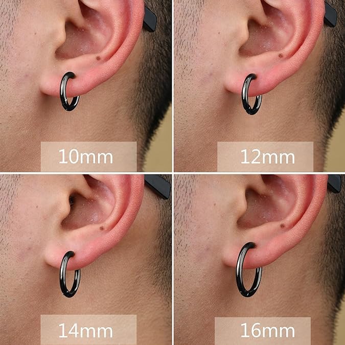 Image of El Regalo 3 Pairs of Unisex Non-Piercing, Clip On Earrings for Girls /Boys /Men /Wome- Surgical Stainless Steel Hypoallergenic Huggie Fake Earrings