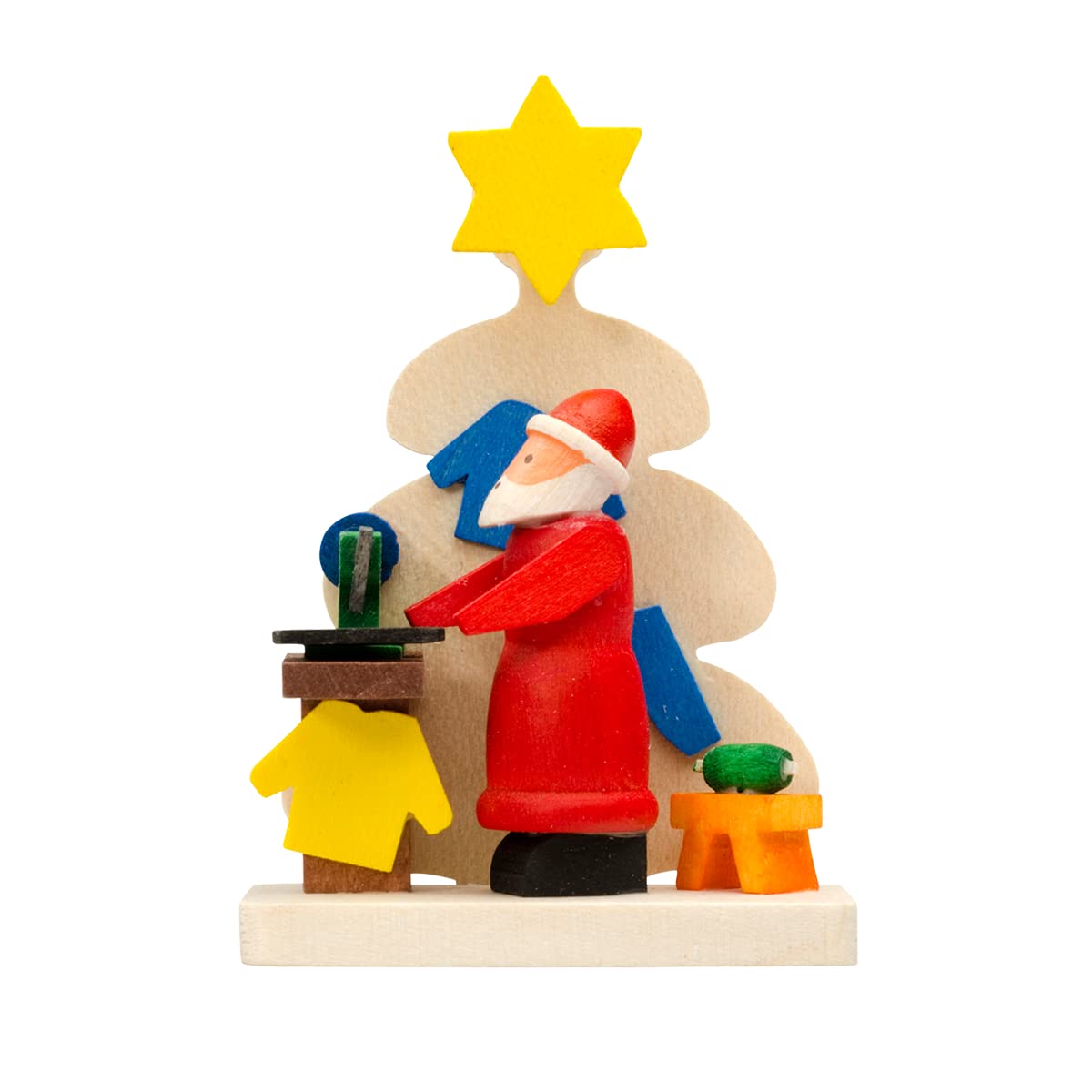 Graupner Holzminiaturen® | Baumbehang 'Baum mit Weihnachtsmann' 3er Set aus Holz | Original Erzgebirgische Holzkunst® | Hochwertige Handarbeit | Geschenkidee | Nähmaschine, Schaukelpferd, Eisenbahn